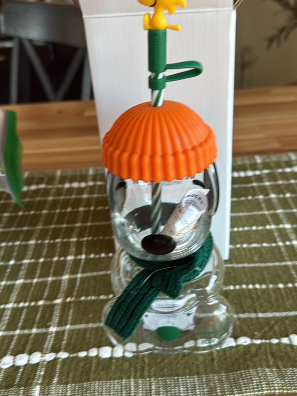 Starbucks snoopy Drink cupwith Straw and Scarf